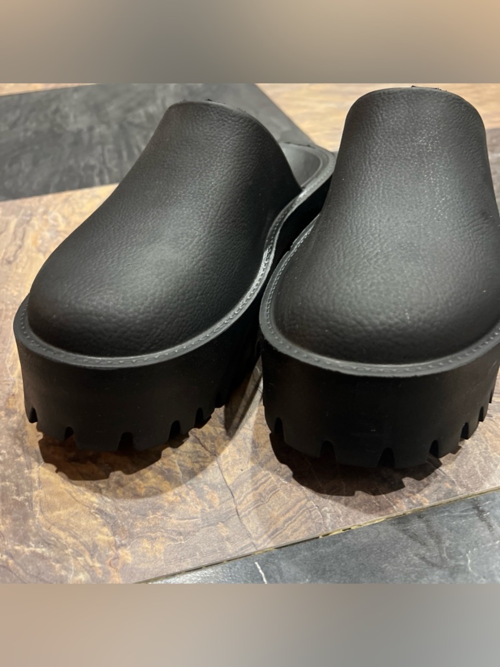 Play Chunky Black Platform Clogs Sz 10